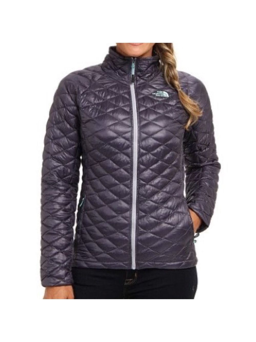 The North Face Thermoball Quilted Full Zip Jacket Navy Blue Womens Size XS